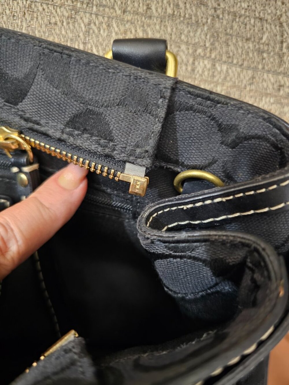 Vintage Coach 10507 Black Signature Jacquard Leather Satchel Y2K 2007 - Picture 12 of 14
